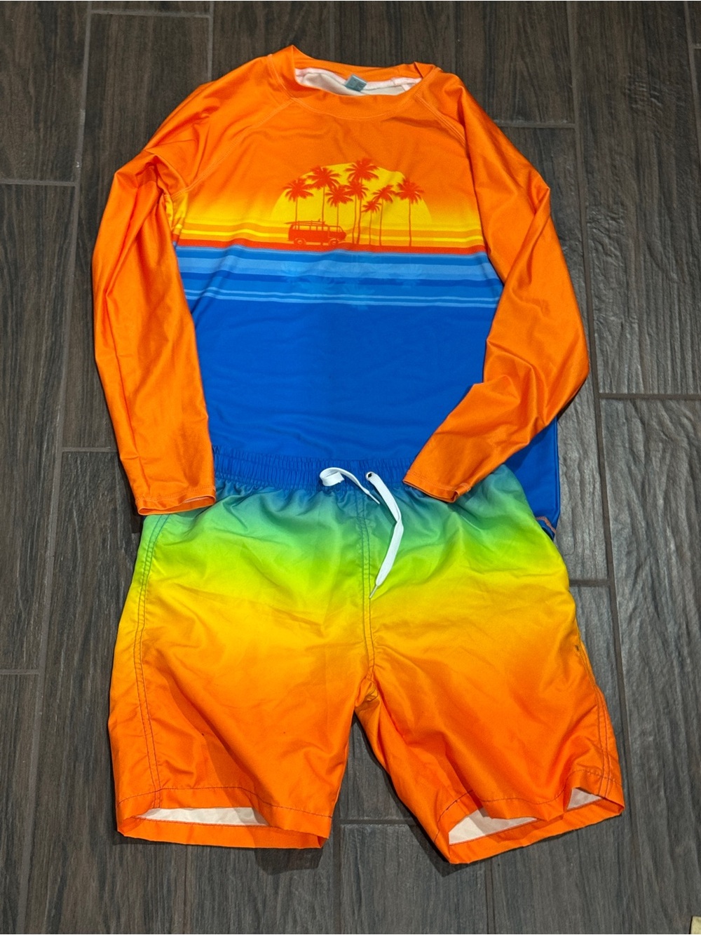 Kids Orange & Blue Rash Guard Set - Brand Unknown